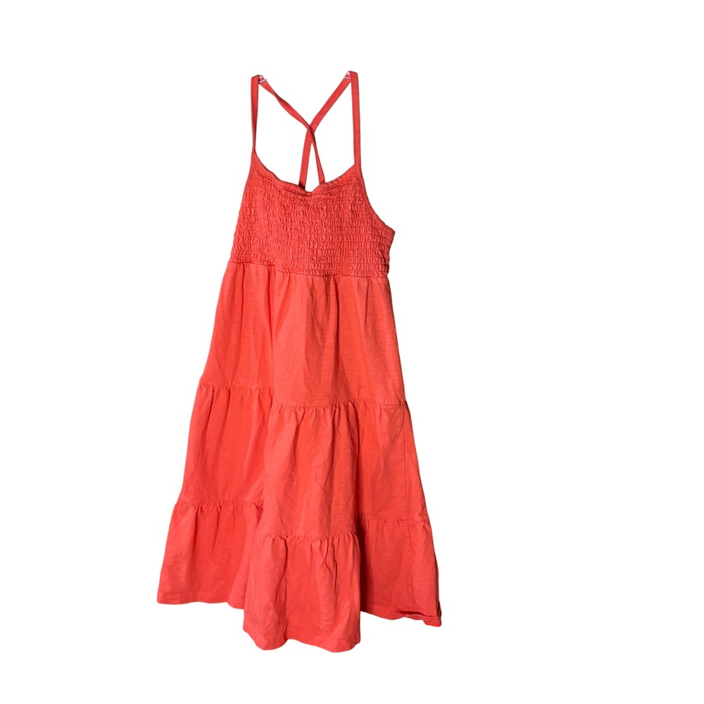 Gap Kids Girls Orange Smocked Tiered Sundress Sleeveless Cotton Size Medium